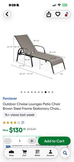NEW IN BOX BROWN CHAISE LOUNGE. 2 AVAILABLE AT $75.00 each