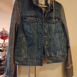 Hoodie Denim Short Jacket Women's Medium