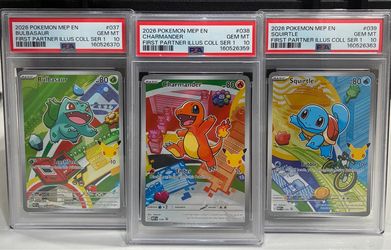 PSA 10 First partners Bulbasaur, Charmander, Squirtle set