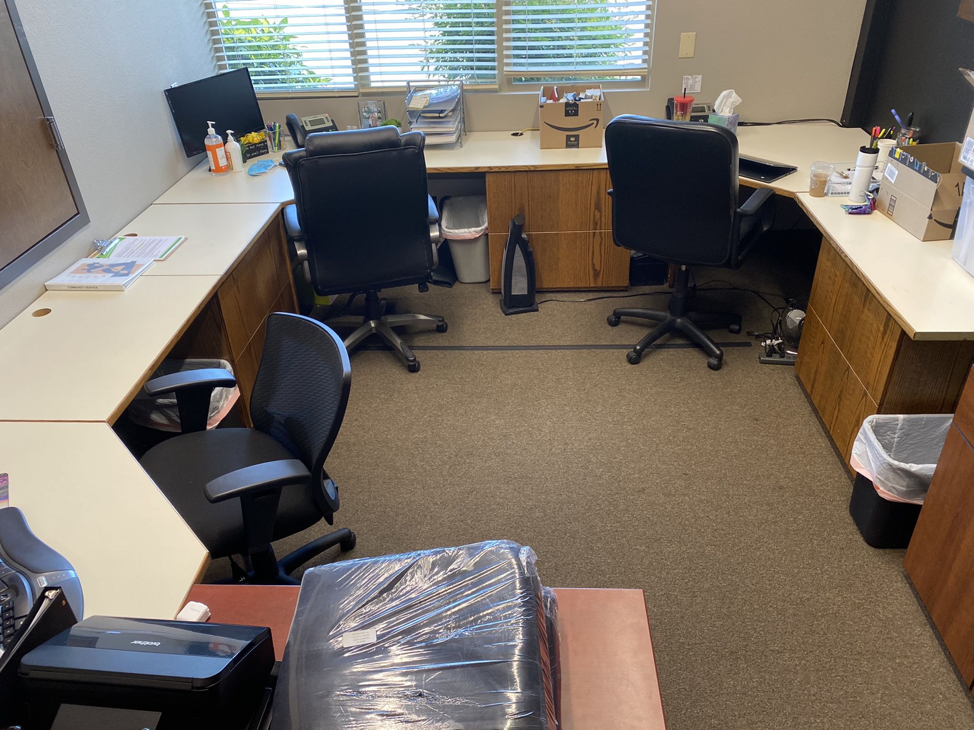 Office Desk Set, Corner Desks, Wraparound Office, Cabinets