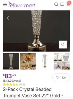 Gold Trumpet Crystal Vases