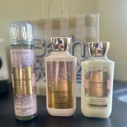 Bath & Body Works Champagne Toast Set – Fragrance Mist, Body Wash & Lotion