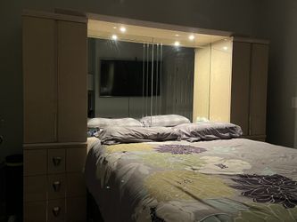 Queen Headboard With Light bridge and Dresser