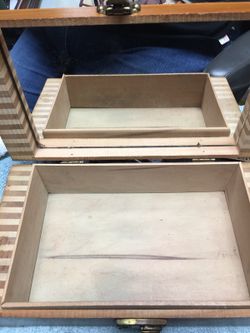 Vintage wooden box with layered wood accent sides