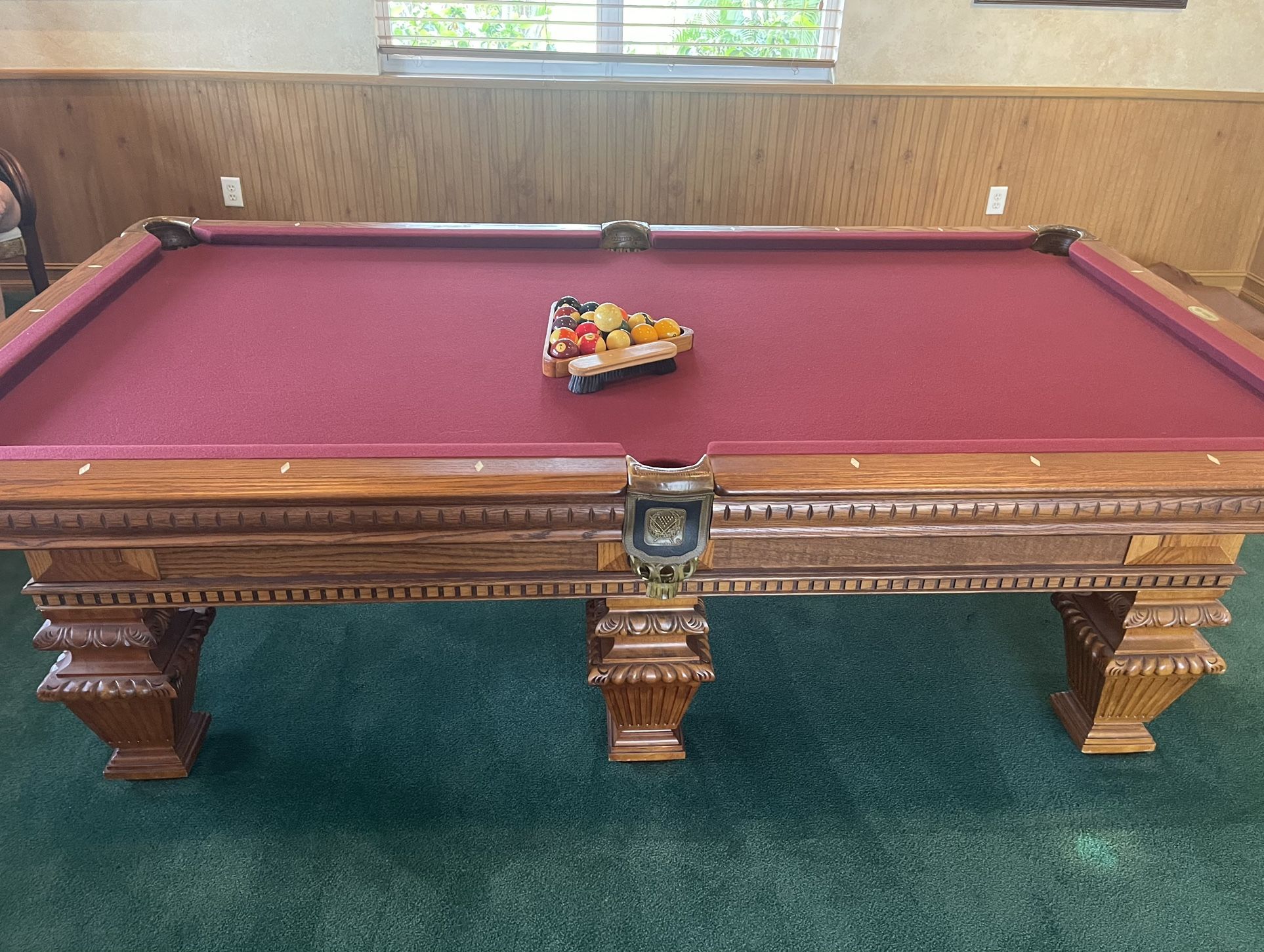 ITALARDESIA SLATE BILLIARDS TABLE AND ALL ACCOUTREMENT INCLUDING ENTIRE SET UP FOR PING PONG TABLE