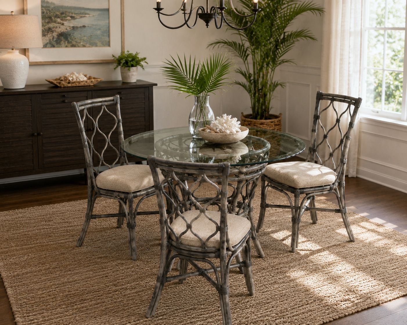 Round Rattan Dining Table