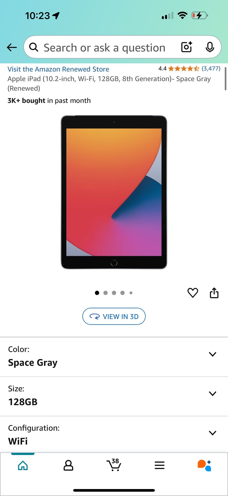 Apple iPad (10.2-inch, Wi-Fi, 128GB, 8th Generation) - Space Gray