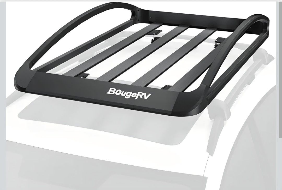 BougeRV 64''x40''x8'' Aluminum Roof Basket Anti-Rust Lightweight Universal Roof Rack Basket Rooftop Cargo Carrier with Wind Fairing, Fit for SUV Truck