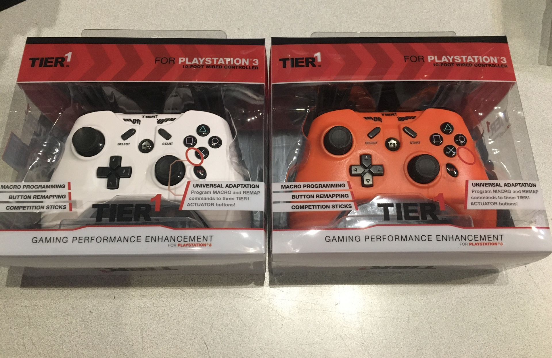 New Lot Of 2 Wired Controllers For Sony PS3 by TIER 1