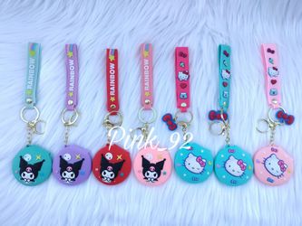 HELLO KITTY & KUROMI COMPACT MIRROR KEYCHAIN