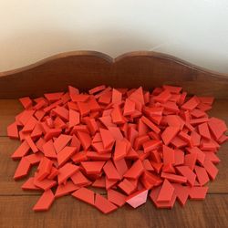 Large Lot of Red Trapezoid Plastic Shapes - Educational Toys