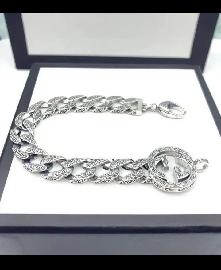 NEW ** FASHION RETRO CLASSIC 925 SILVER DOUBLE "G" BRACELET