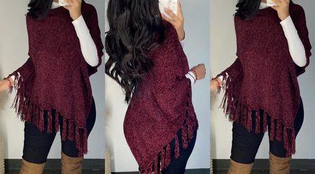 Beautiful burgundy, black and creme Ponchos $16