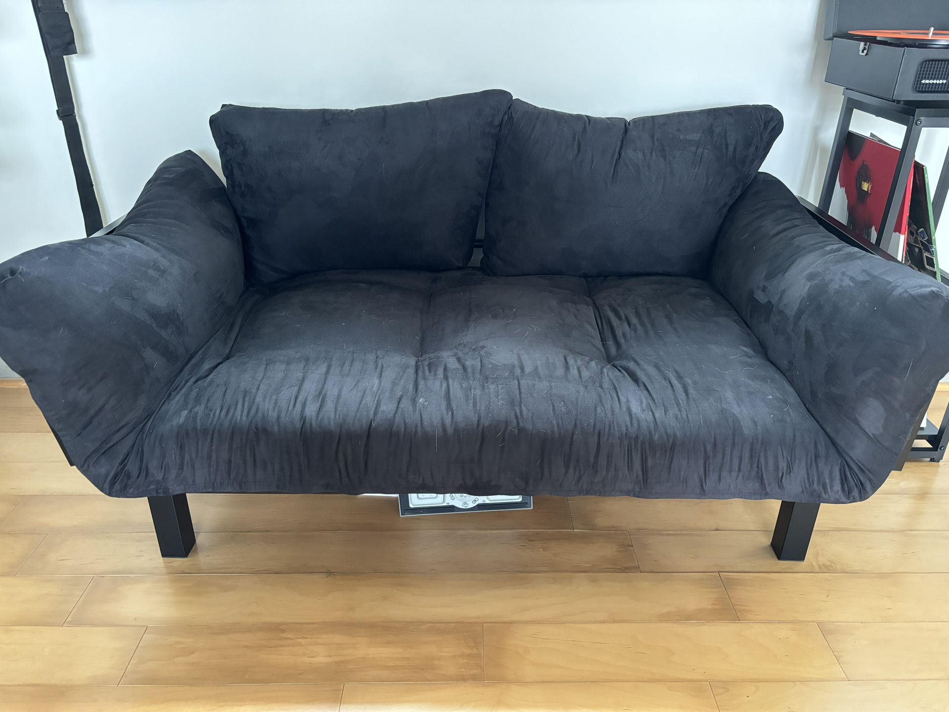 Black foldout futon  Purchased Jan. 2023