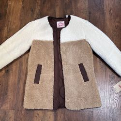 Levi's womens Women's Midlength Sherpa Coat With Reversible Wear Size S