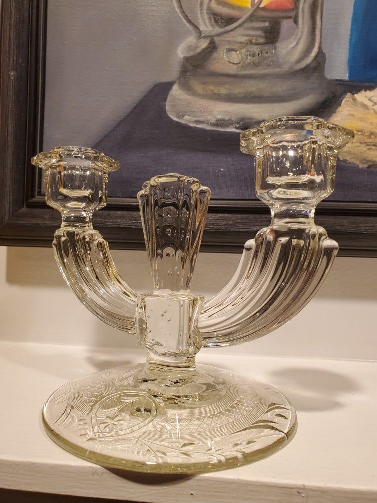 Antique Candelabra Etched.