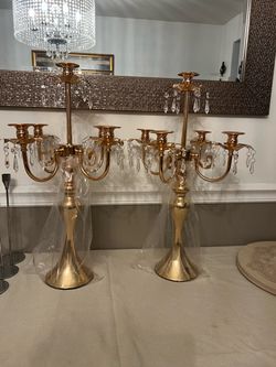 Set of 2 golden chandeliers