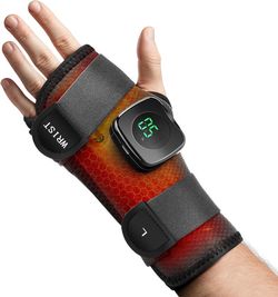 Cordless Wrist Heating Pad, Heated Wrist Brace, Rechargeable Heating Wrist Wrap with Detachable Controller for Left Hand