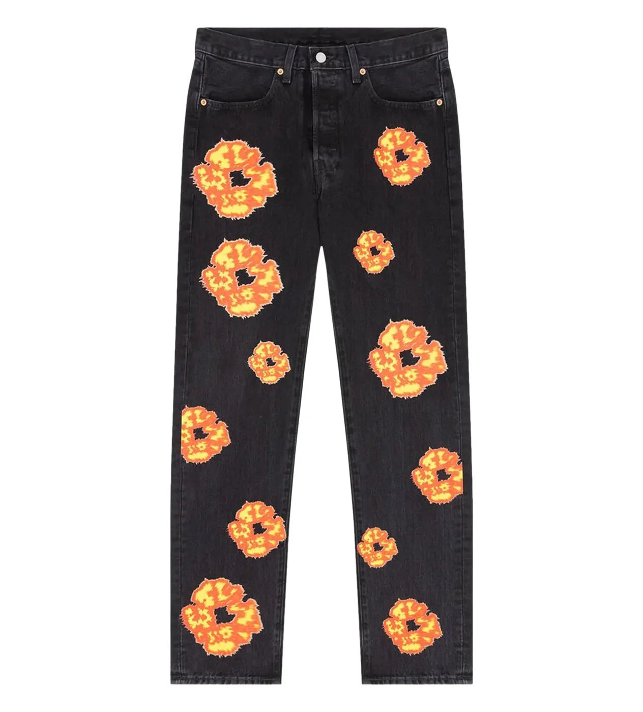 Denim Tears x Levi’s Black Jeans with Orange Floral Print