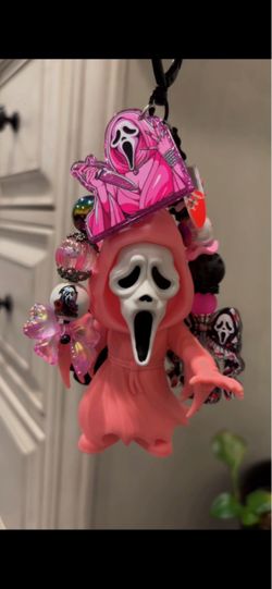 SAMPLE: Pink Ghost Face bag charm