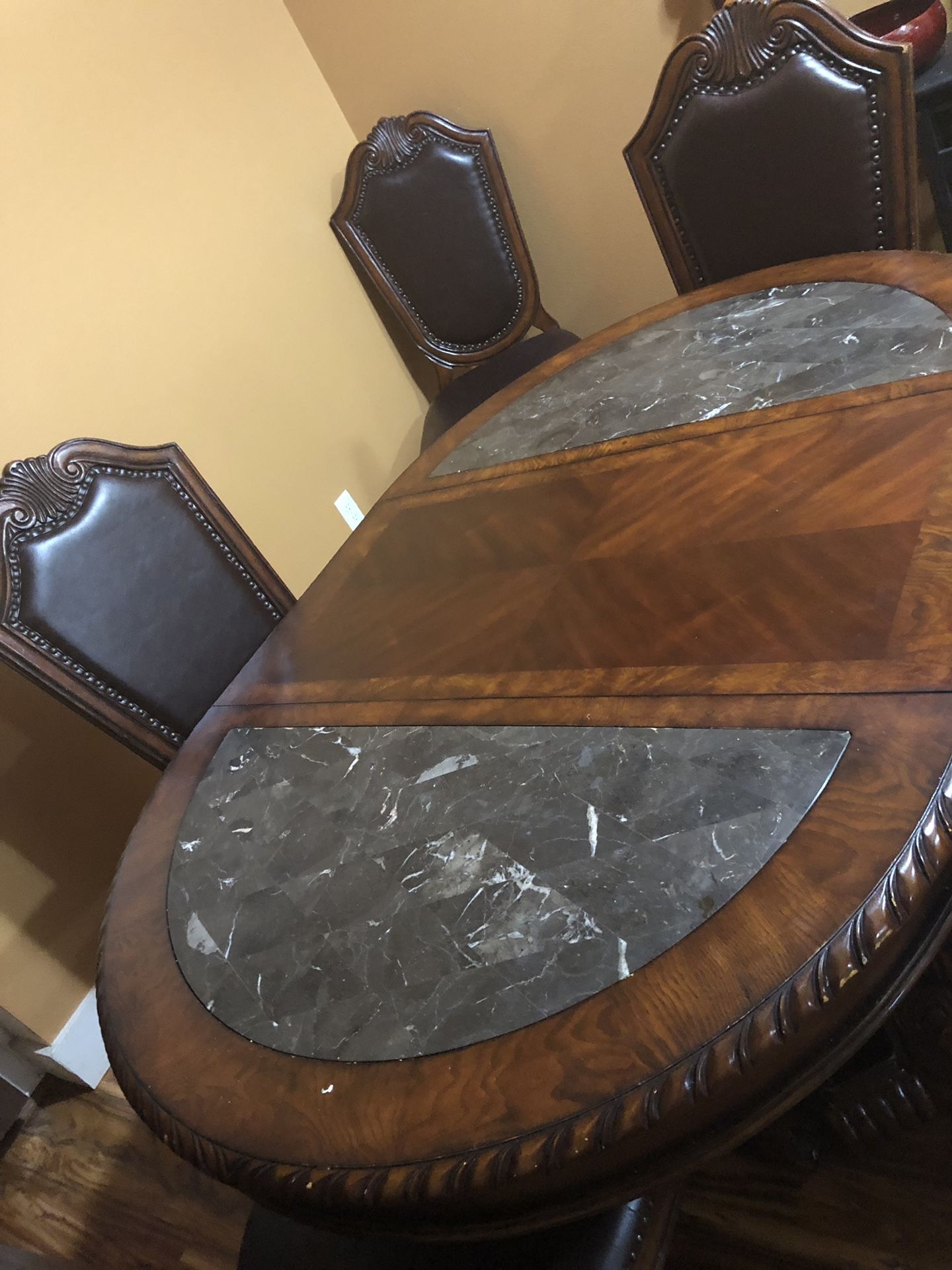 Wood dining table 6 chairs