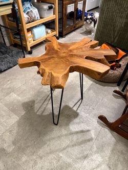Live Edge Wood Slab Side Table