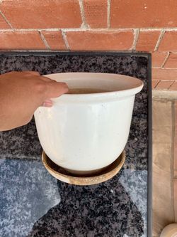 White Ceramic Plant Pot with Saucer