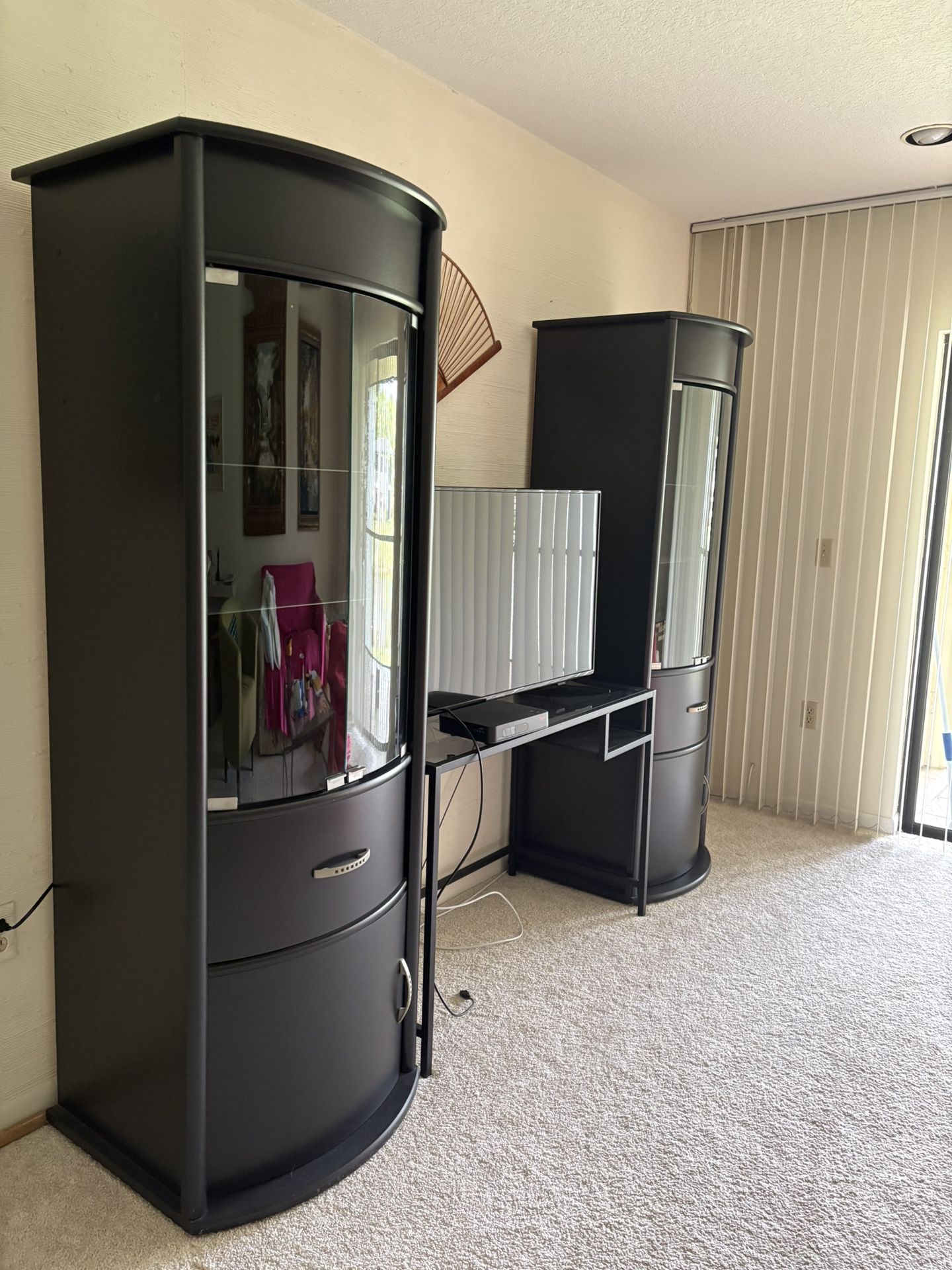 Modern Black Entertainment Center Side Towers 