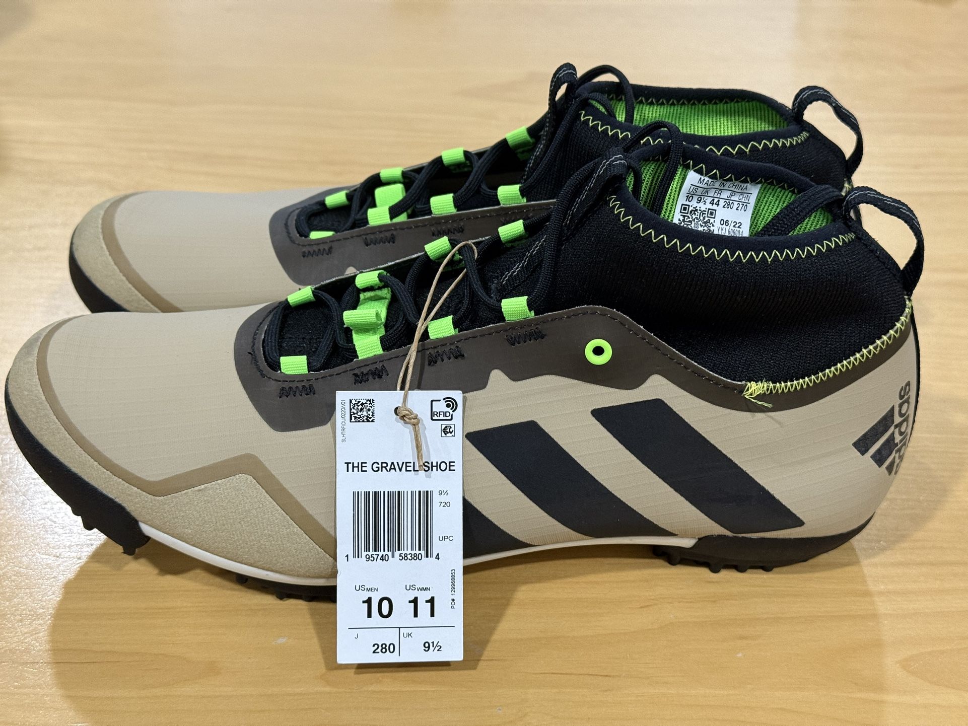 Adidas The Gravel Shoes Hiking Men Sz.10 Women Sz.11 Beige & Black Sneakers NWOB