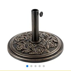 18 Inch Cast Stone Bronze  Shell Patio Umbrella Base (Heavy) New No Box  