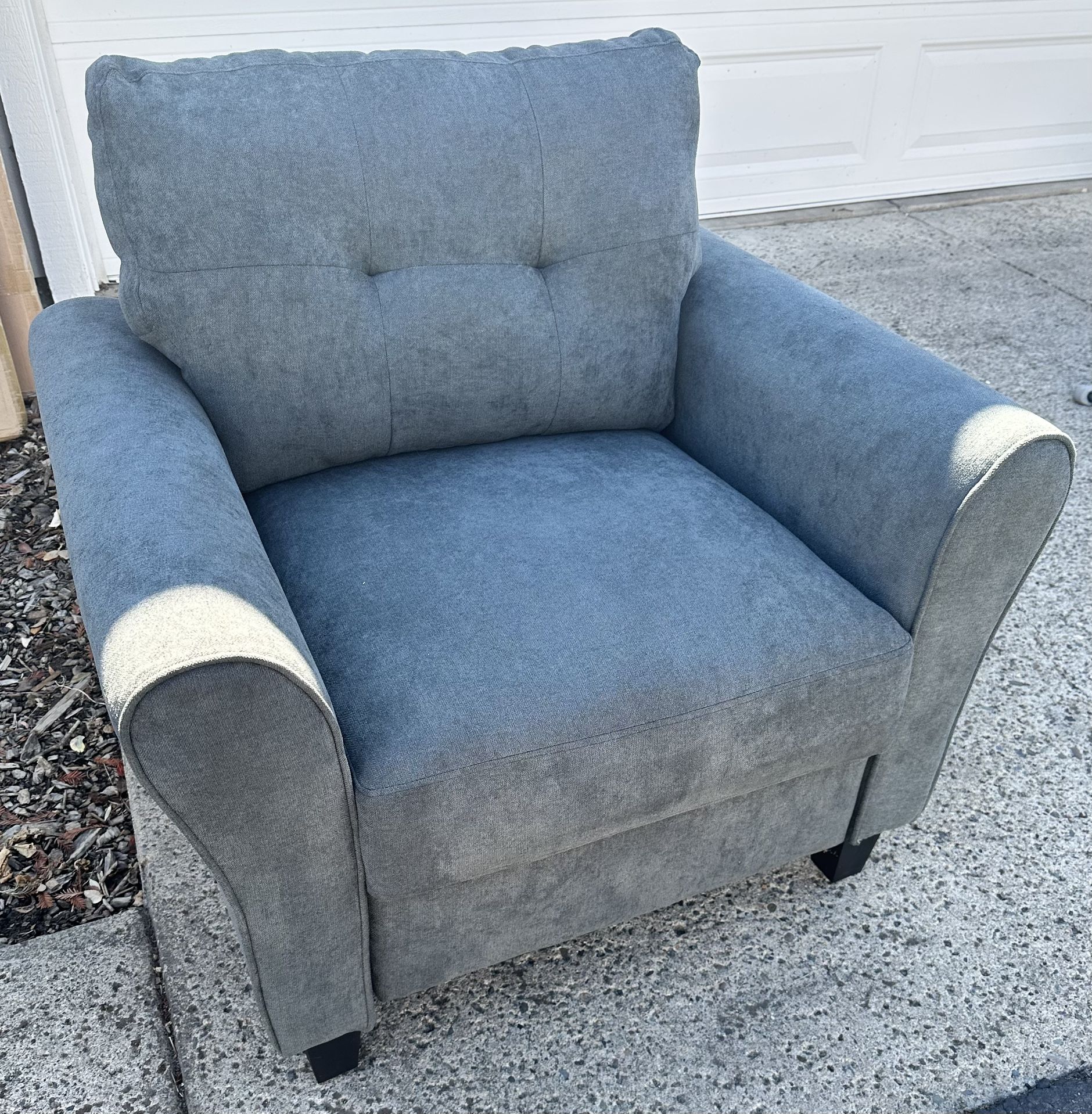 Modern Accent Chair Grey Upholstered Mid-Century Armchair