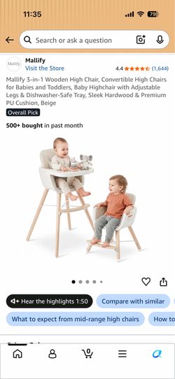 New Mallify 3-in-1 Wooden High Chair- In Box