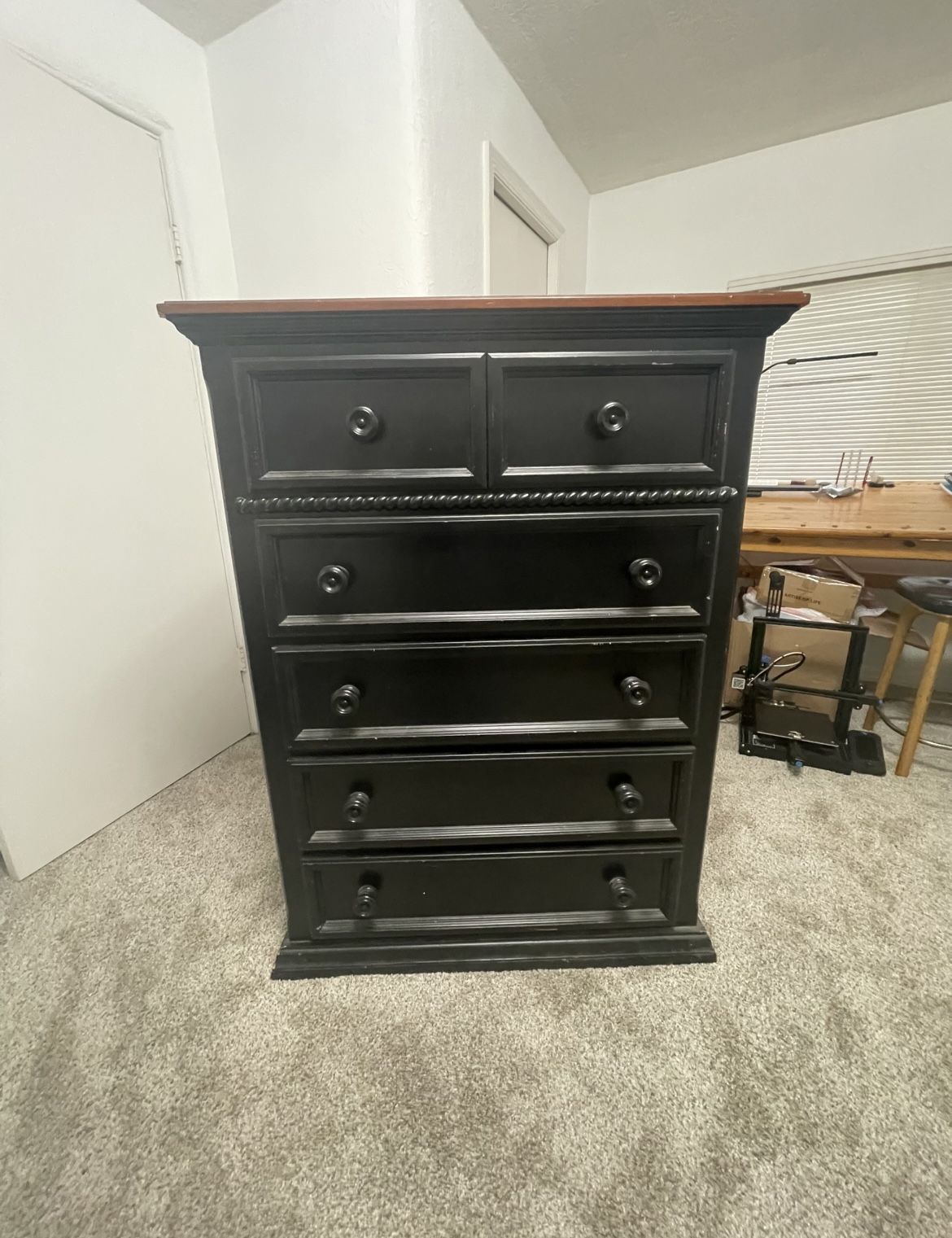 Tall Black Wooden Dresser