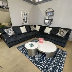 C1S09_  Black L Shaped Sectional Couch Lavernett* P a y  E a s i l y