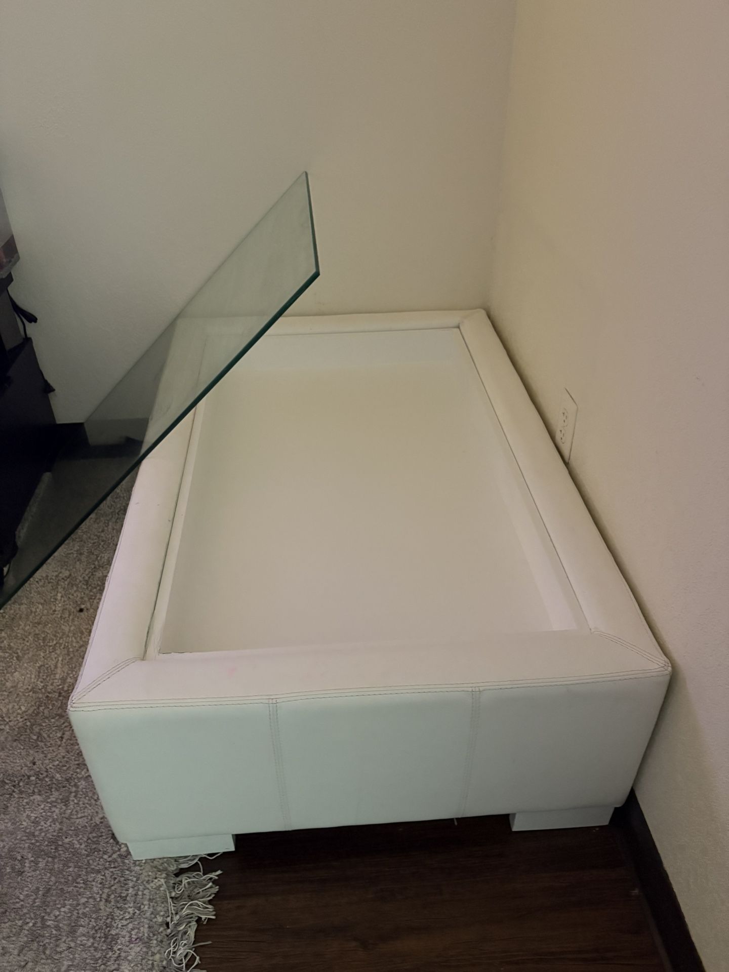 White Glass Ottoman 
