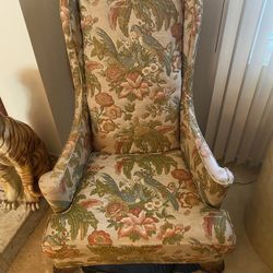 Vintage Floral Wingback Chair