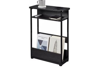 Vintage Narrow Side Table with Storage Shelf, 3 Tier Slim End Table Modern Sofa Table for Narrow and Small Spaces, 24.6 Inch Height Bedside Table Nigh
