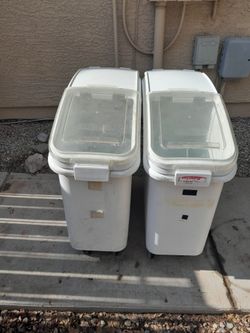 2 large Rubbermaid Ingredient Storage Bins On Wheels $60 each