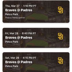 Padres Vs Braves Opening Day 2 Tickets 