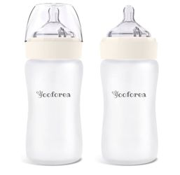 Silicone Coated Glass Baby Bottles (Set Of 2) New 