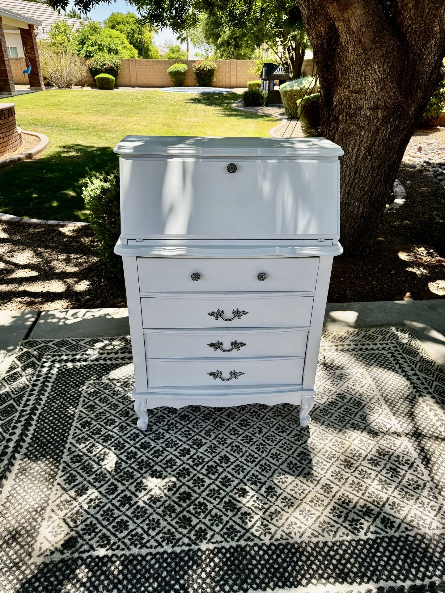 French Country Drop Down Secretary Desk/Dresser with (3) Storage Drawers