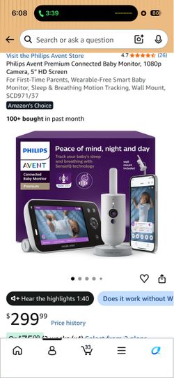 Philips Avent Premium Connected Baby Monitor SCD971/37