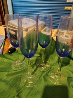 Cobalt Blue Champagne Flutes Set of 4