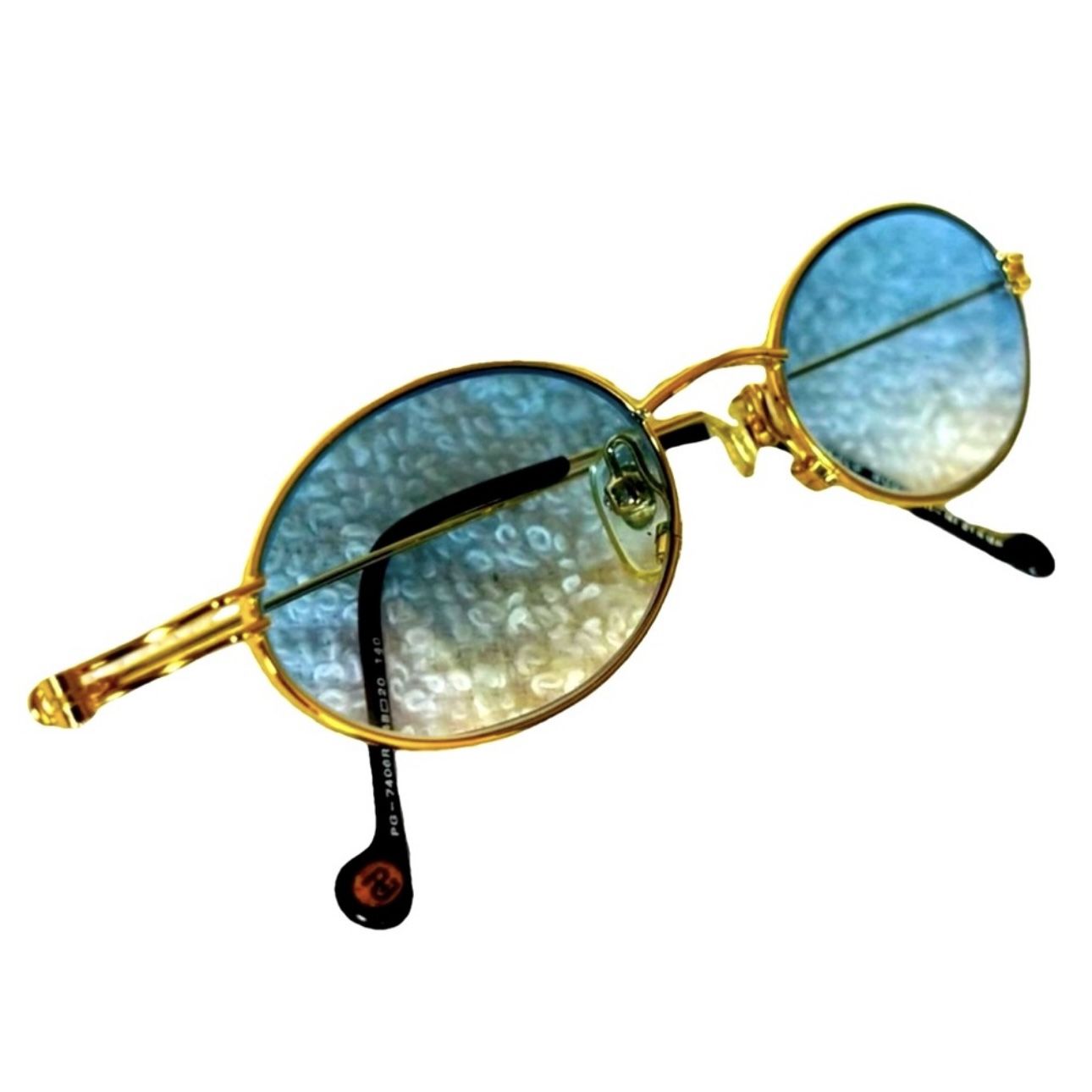 VERY RARE Authentic Gucci Coogi Brand Name Gold Metal Frame Blue Tint Sunglasses 80’s/90’s COLLABORATION Paolo runway COLLECTIBLE New Vintage unisex