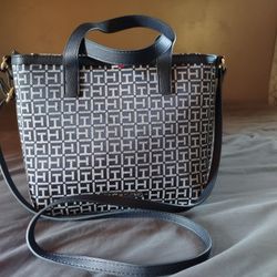 Tommy Hilfiger Blue & White Checkered Tote Purse