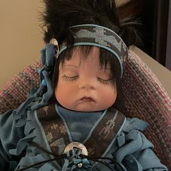 One‑of‑a‑Kind Porcelain Native American Baby Doll