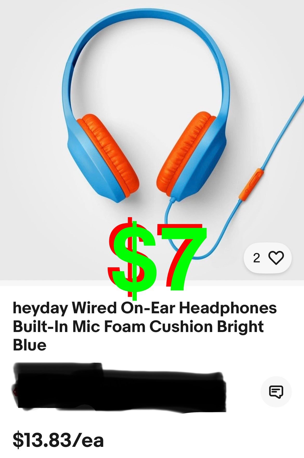 Wired On-Ear Headphones Built-In Mic Foam Cushion Bright Blue/Orange. Note: 2-each in stock left.