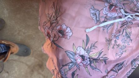 Pink Floral Mesh Drawstring Skirt