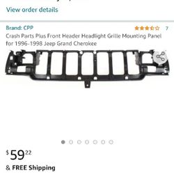 96-98 Jeep Grand Cherokee Front Headlight And Grill Assembly