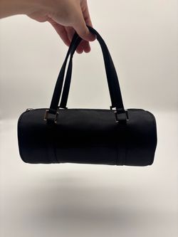 Black Cylinder Mini Satin Barrel Handbag